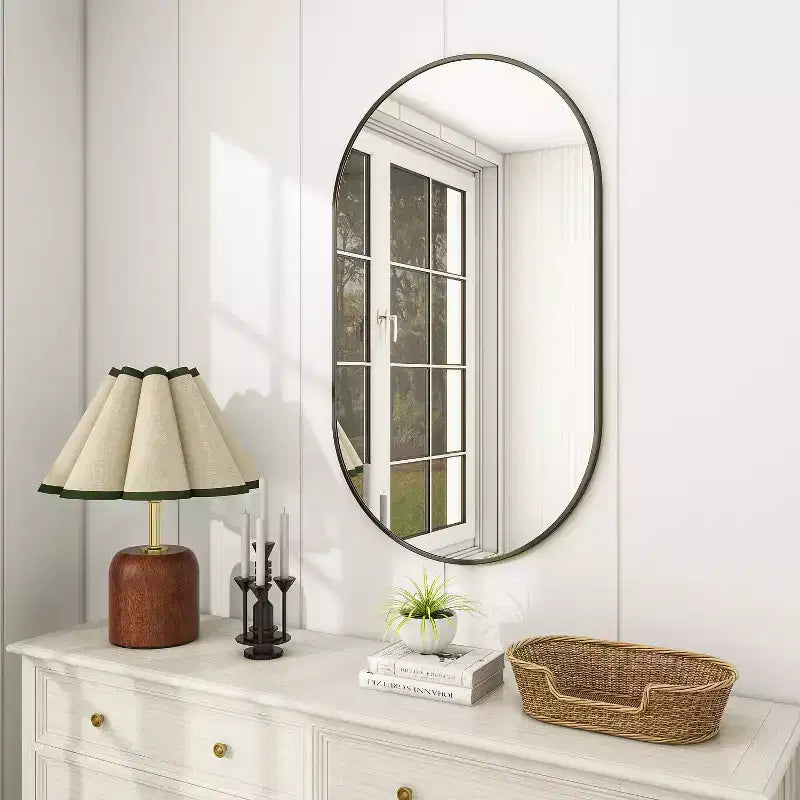 Specchio ovale da parete HOMLUX 20x36/22x38 a forma di pillola, per bagno, a figura intera, orizzontale verticale