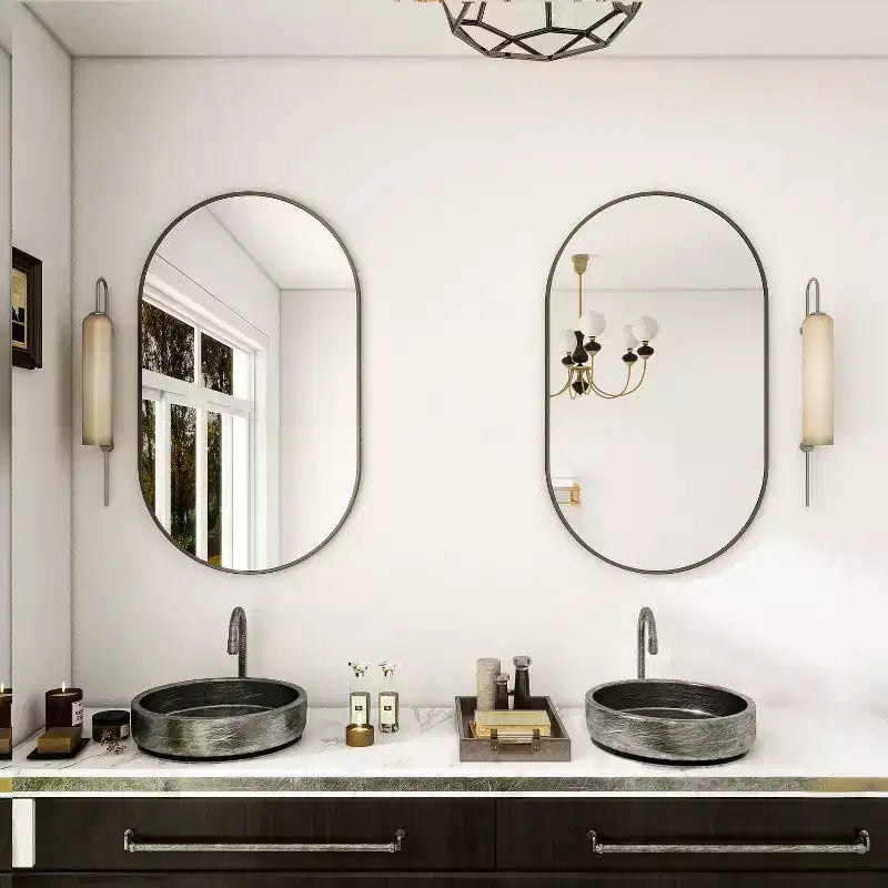 Specchio ovale da parete HOMLUX 20x36/22x38 a forma di pillola, per bagno, a figura intera, orizzontale verticale