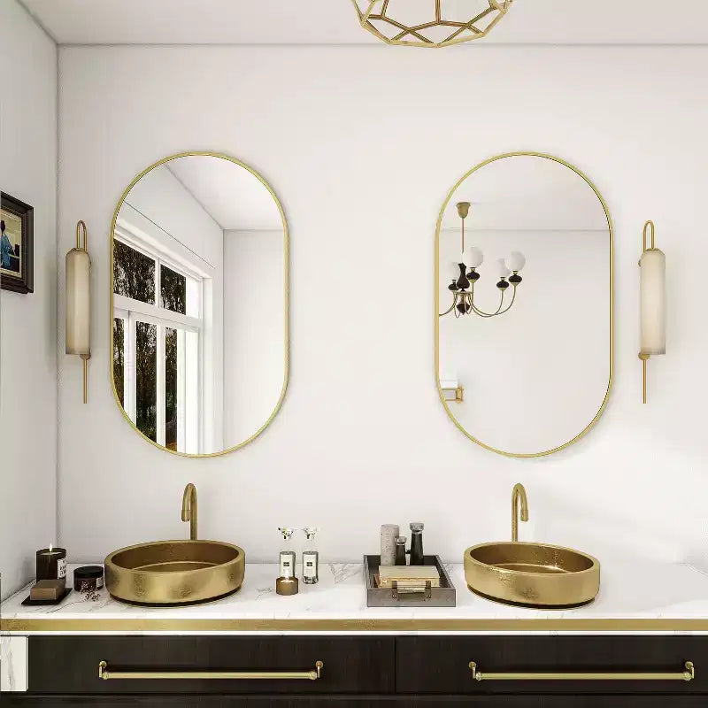 Specchio ovale da parete HOMLUX 20x36/22x38 a forma di pillola, per bagno, a figura intera, orizzontale verticale