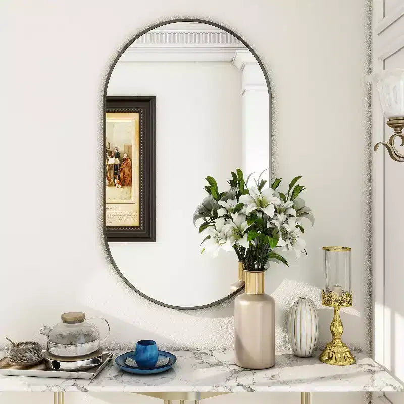 Specchio ovale da parete HOMLUX 20x36/22x38 a forma di pillola, per bagno, a figura intera, orizzontale verticale
