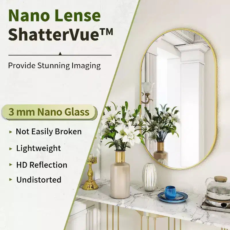 Specchio ovale da parete HOMLUX 20x36/22x38 a forma di pillola, per bagno, a figura intera, orizzontale verticale