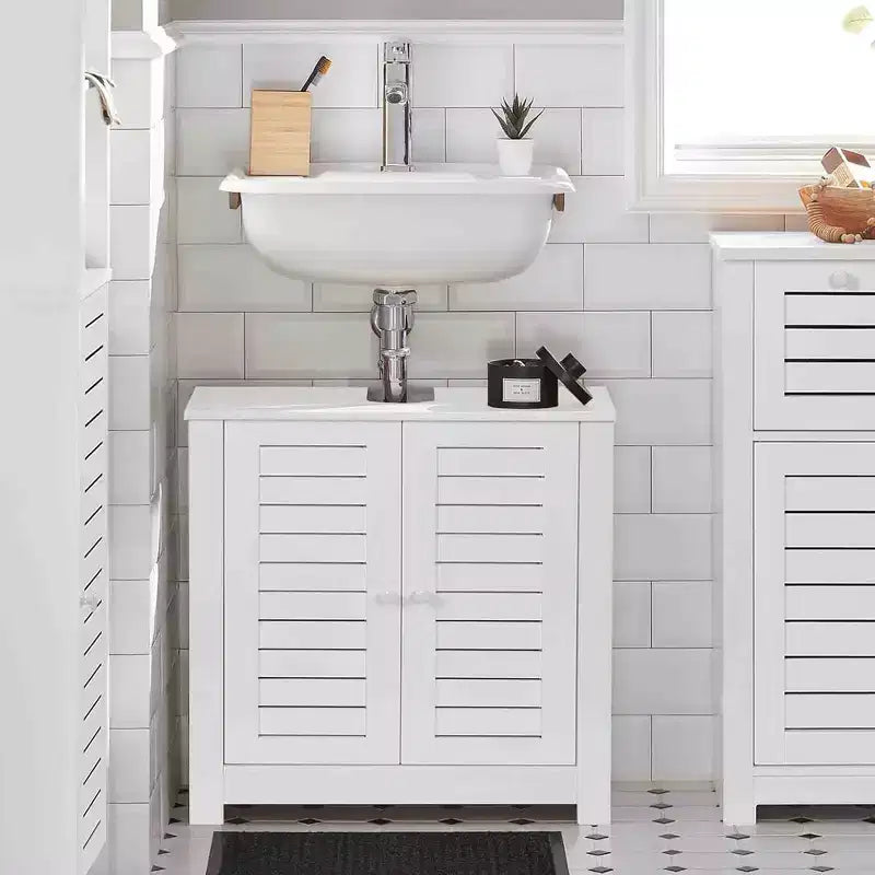 Mobiletto sottolavabo da bagno con 2 ante e ripiano, mobiletto da bagno senza lavabo a colonna