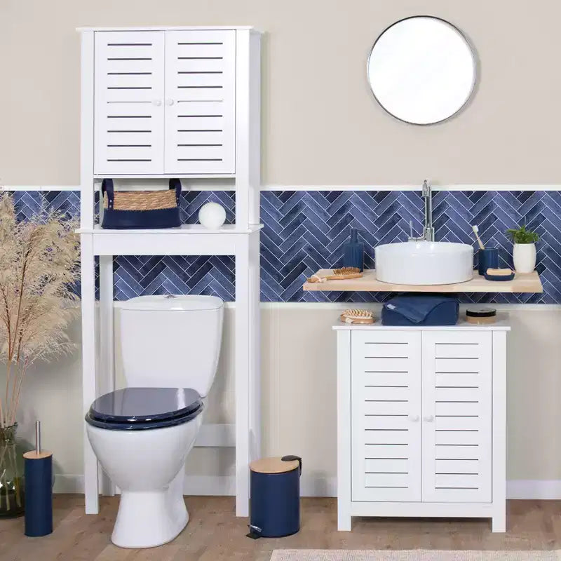 Mobiletto sottolavabo da bagno con 2 ante e ripiano, mobiletto da bagno senza lavabo a colonna